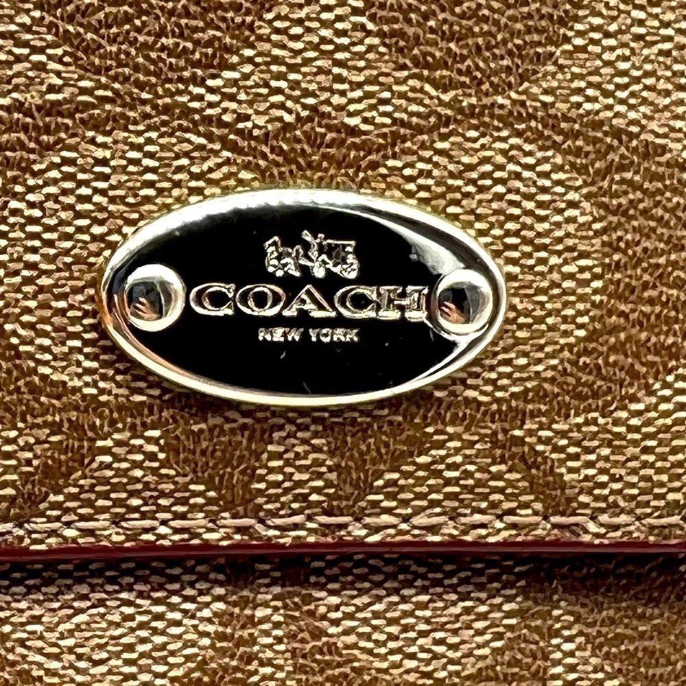Coach brown leather signature Charlie C snap wallet pink interior A1532 … - Picture 16 of 16